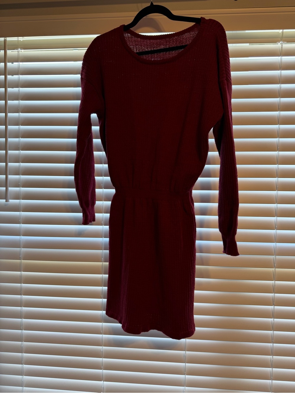 Cupshe Burgundy Long Sleeve Knit Dress